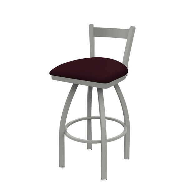 25" Low Back Swivel Counter Stool, Nickel Finish, Canter Bordeaux Seat
